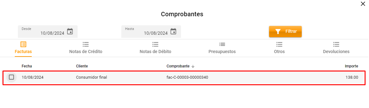 Devolución o Nota de Crédito facturación electrónica zapaterias y tiendas de ropa pantalla para tomar la devolución o realizar nota de crédito a una factura electrónica en una zapatería o tienda de ropa